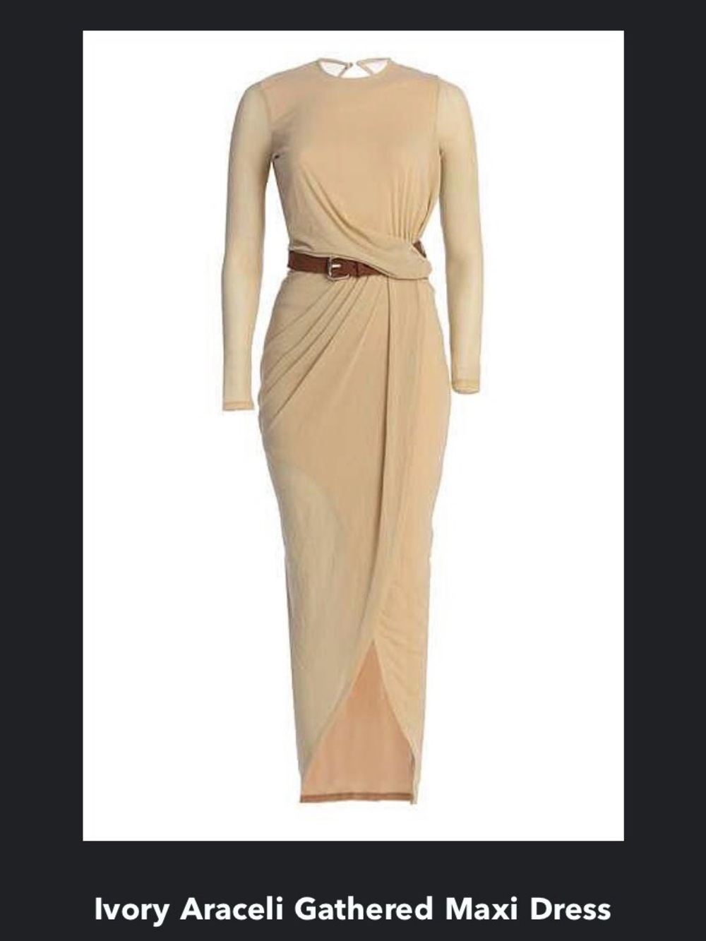 JLUXLABEL Ivory Draped Maxi Dress with Belt XXL